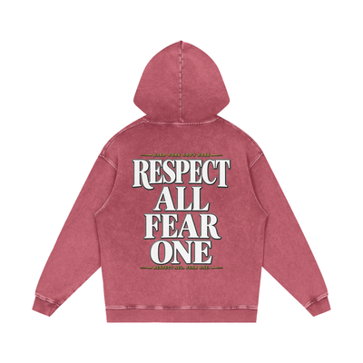 Respect All. Fear One. Snow Washed Loose Cotton Hoodie