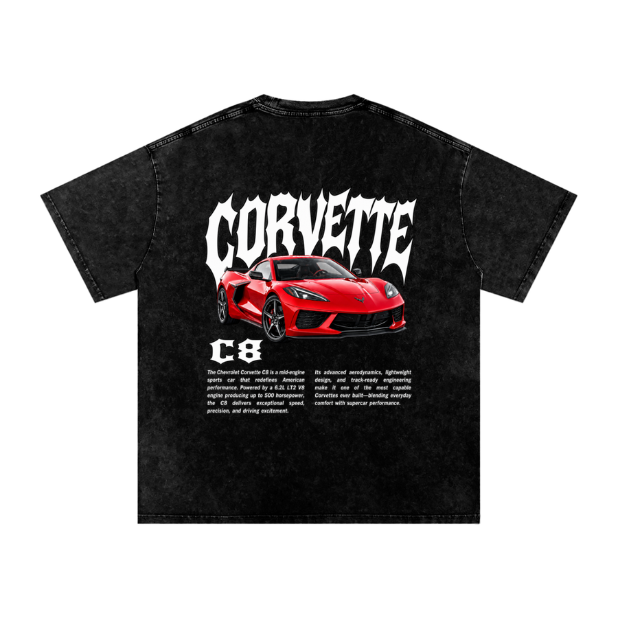 Corvette C8 Snow Washed Oversized Cotton T-Shirt