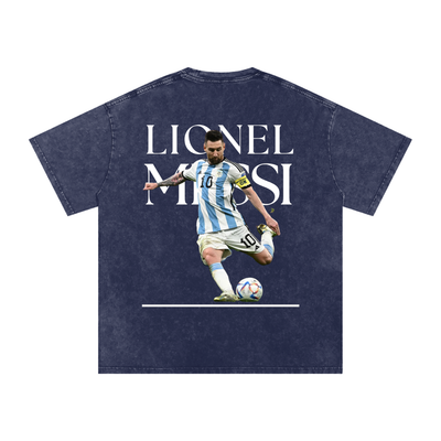 Lionel Messi Snow Washed Oversized Cotton T-Shirt