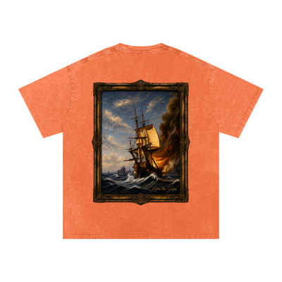"Burn The Boats" Snow Washed Oversized Cotton T-Shirt