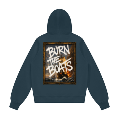 Graffiti "Burn The Boats" Unisex Fleece Regular Shoulder Hoodie (Runs Small)