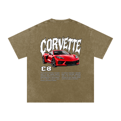 Corvette C8 Snow Washed Oversized Cotton T-Shirt