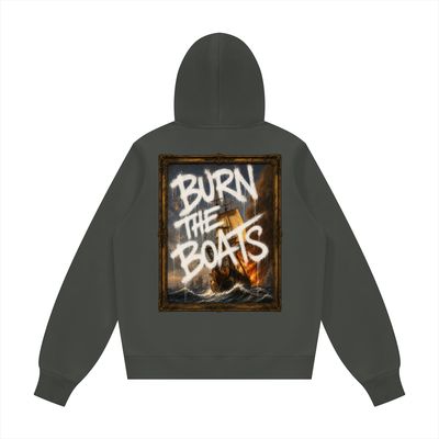 Graffiti "Burn The Boats" Unisex Fleece Regular Shoulder Hoodie (Runs Small)