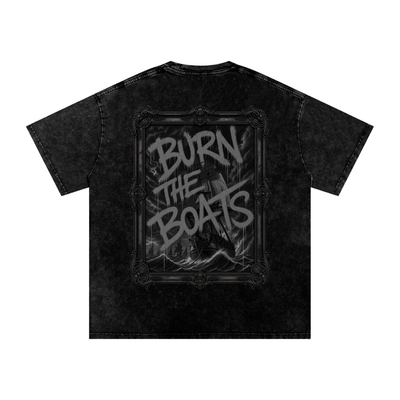 Blackout Burn The Boats Snow Washed Oversized Cotton T-Shirt