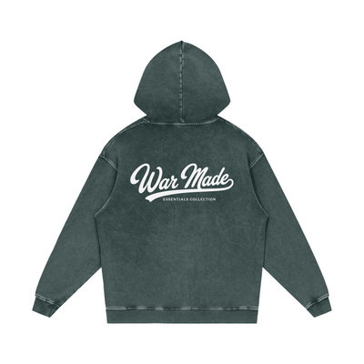 War Made Script Snow Washed Loose Cotton Hoodie