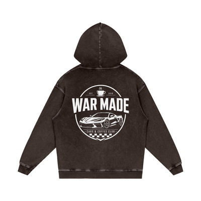 Cars & Coffee Club Snow Washed Loose Cotton Hoodie