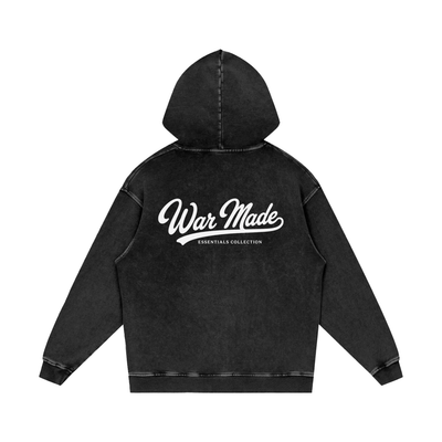 War Made Script Snow Washed Loose Cotton Hoodie