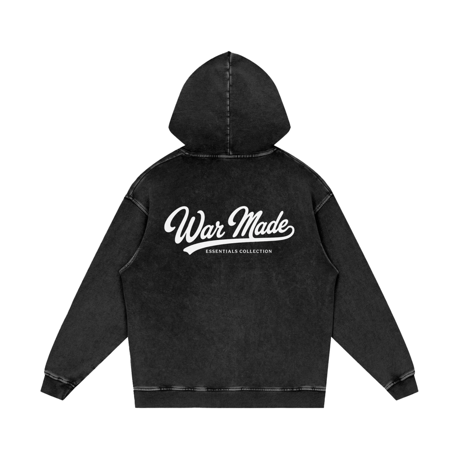 War Made Script Snow Washed Loose Cotton Hoodie
