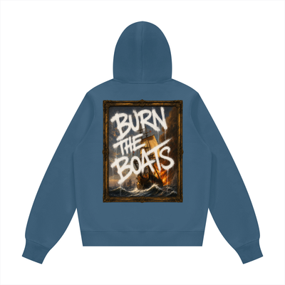 Graffiti "Burn The Boats" Unisex Fleece Regular Shoulder Hoodie (Runs Small)
