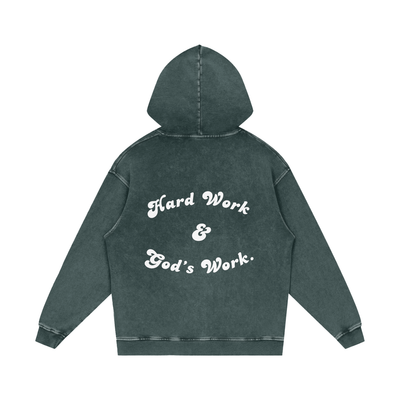 "Hard Work & Gods Work" Washed Hoodie