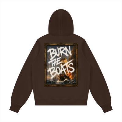 Graffiti "Burn The Boats" Unisex Fleece Regular Shoulder Hoodie (Runs Small)