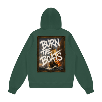 Graffiti "Burn The Boats" Unisex Fleece Regular Shoulder Hoodie (Runs Small)