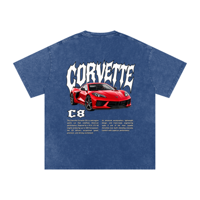 Corvette C8 Snow Washed Oversized Cotton T-Shirt