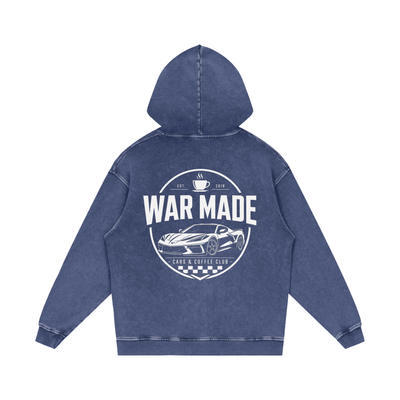 Cars & Coffee Club Snow Washed Loose Cotton Hoodie