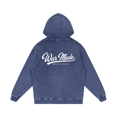 War Made Script Snow Washed Loose Cotton Hoodie