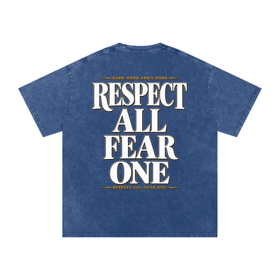 Respect All. Fear One. Snow Washed Oversized Cotton T-Shirt