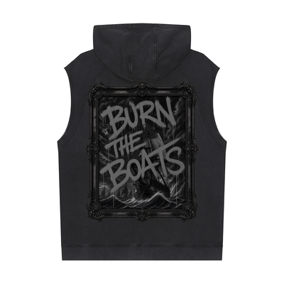 Blackout Burn The Boats Snow Washed Sleeveless Hoodie