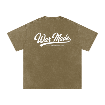 War Made Script Snow Washed Oversized Cotton T-Shirt