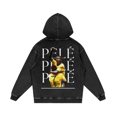 Pelé Snow Washed Loose Cotton Hoodie