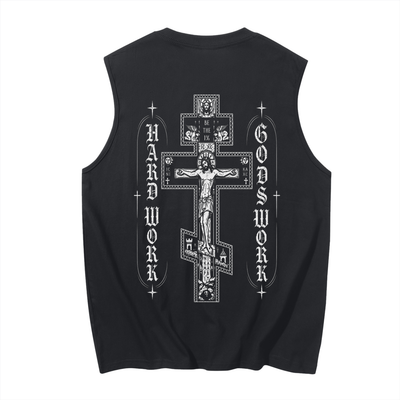 Cross Hard Work Gods Work Men's Sleeveless Cotton Tank Top