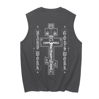 Cross Hard Work Gods Work Men's Sleeveless Cotton Tank Top