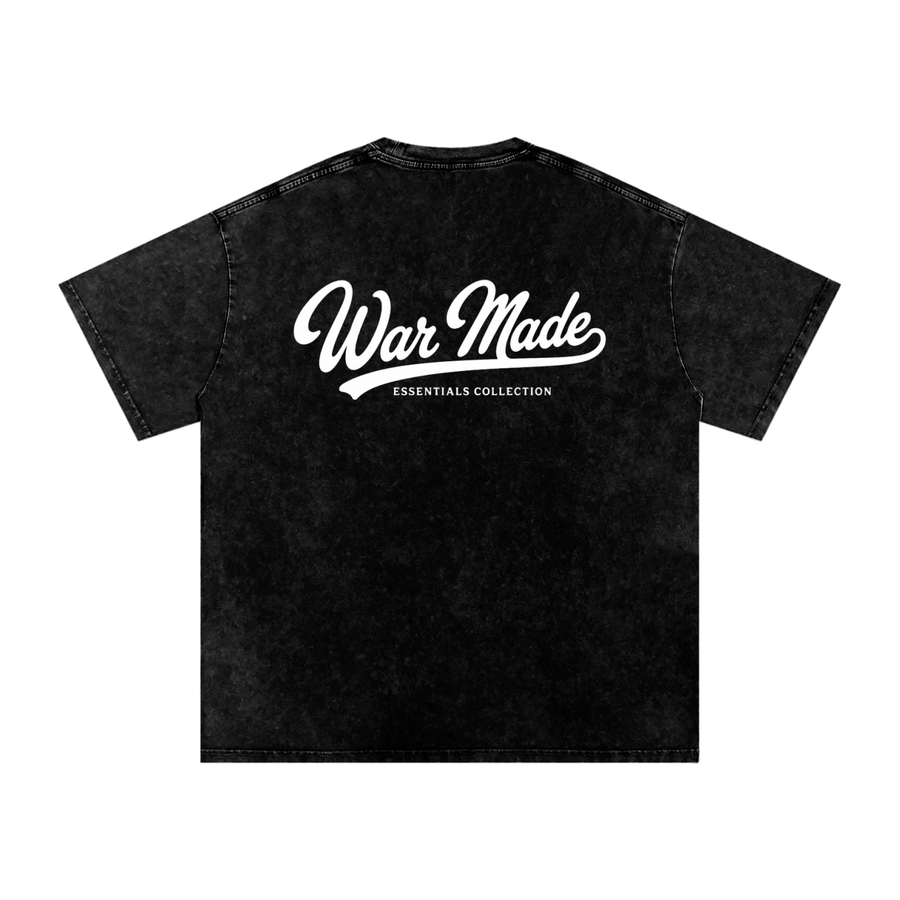 War Made Script Snow Washed Oversized Cotton T-Shirt
