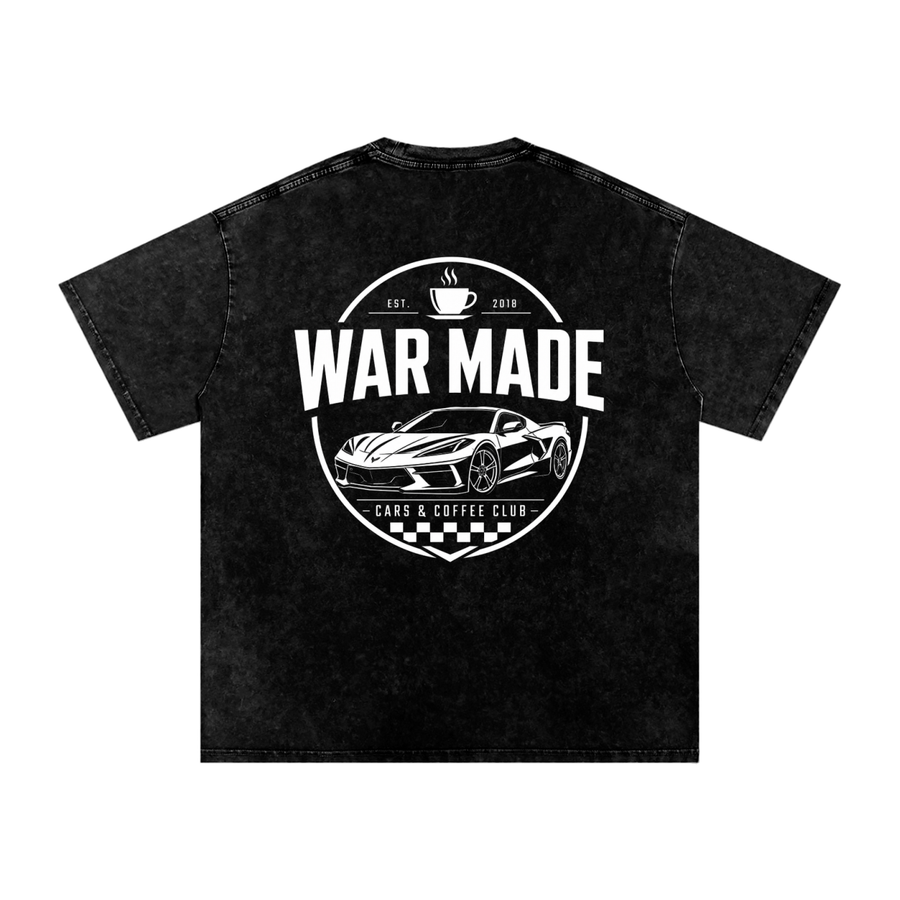 Cars & Coffee Club Snow Washed Oversized Cotton T-Shirt