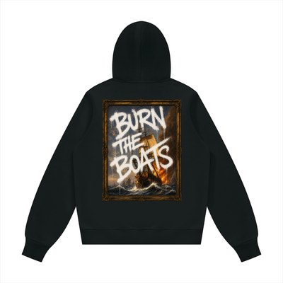 Graffiti "Burn The Boats" Unisex Fleece Regular Shoulder Hoodie (Runs Small)