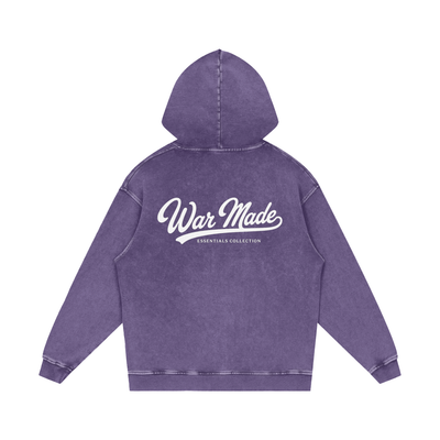 War Made Script Snow Washed Loose Cotton Hoodie