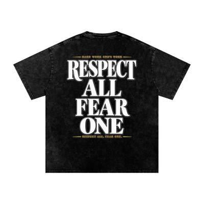 Respect All. Fear One. Snow Washed Oversized Cotton T-Shirt