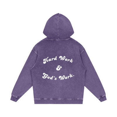 "Hard Work & Gods Work" Washed Hoodie