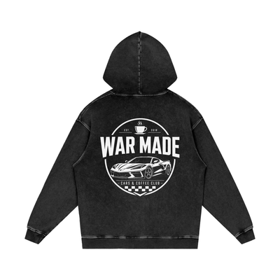 Cars & Coffee Club Snow Washed Loose Cotton Hoodie