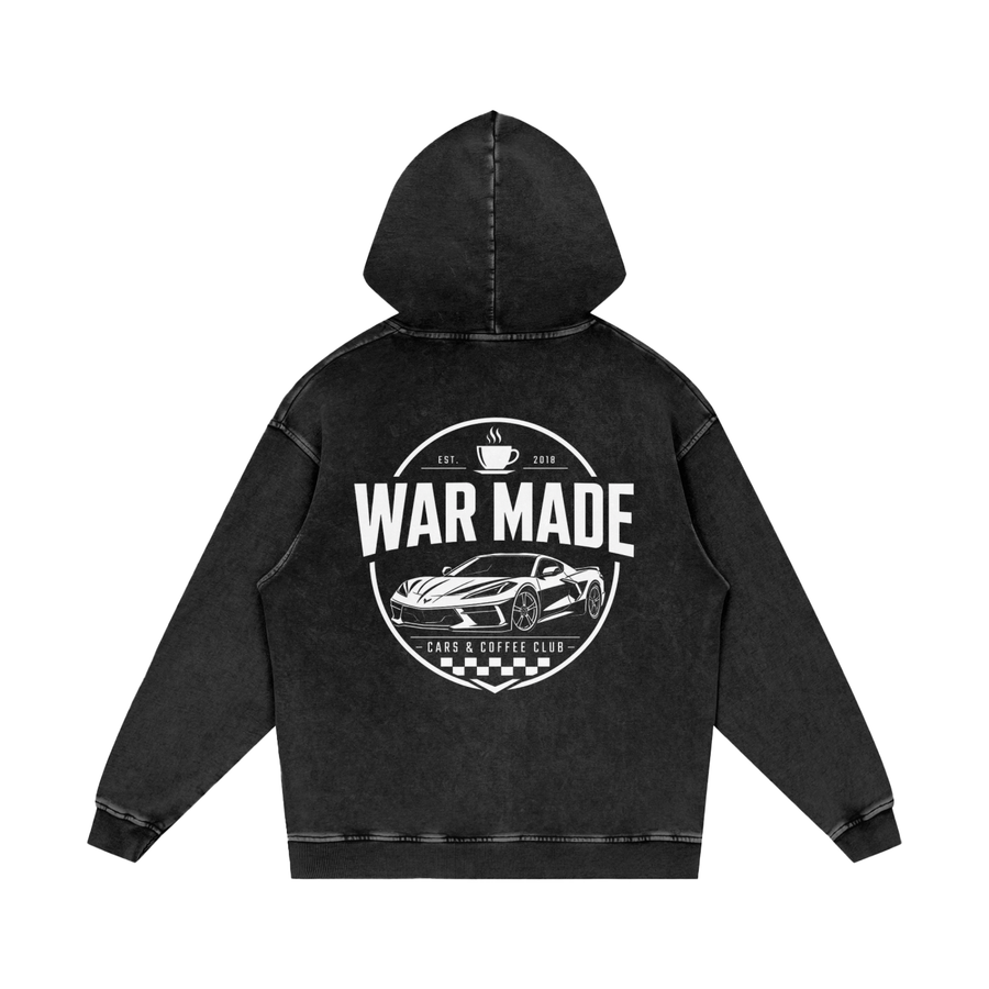 Cars & Coffee Club Snow Washed Loose Cotton Hoodie