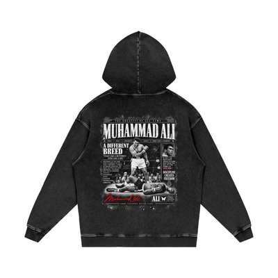 Ali Newspaper Snow Washed Loose Cotton Hoodie