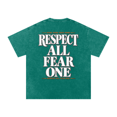 Respect All. Fear One. Snow Washed Oversized Cotton T-Shirt