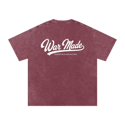 War Made Script Snow Washed Oversized Cotton T-Shirt