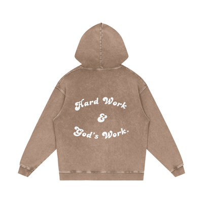 "Hard Work & Gods Work" Washed Hoodie