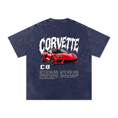 Corvette C8 Snow Washed Oversized Cotton T-Shirt