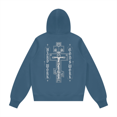 Cross Hard Work Gods Work Unisex Fleece Regular Hoodie (Runs Small)