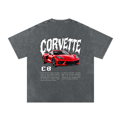 Corvette C8 Snow Washed Oversized Cotton T-Shirt