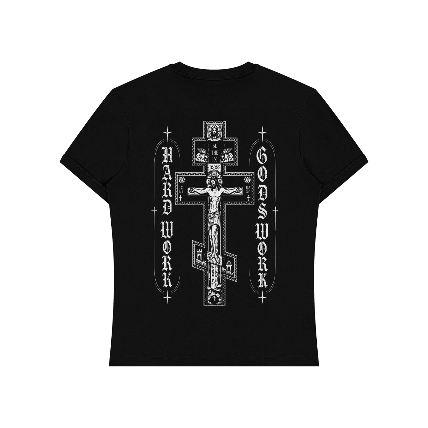 Cross Hard Work Gods Work Unisex Slim Fit T-Shirt