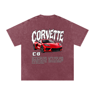 Corvette C8 Snow Washed Oversized Cotton T-Shirt