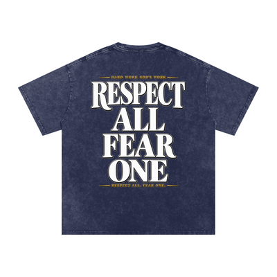 Respect All. Fear One. Snow Washed Oversized Cotton T-Shirt