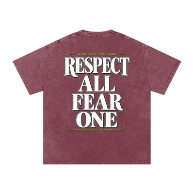 Respect All. Fear One. Snow Washed Oversized Cotton T-Shirt