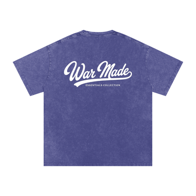 War Made Script Snow Washed Oversized Cotton T-Shirt