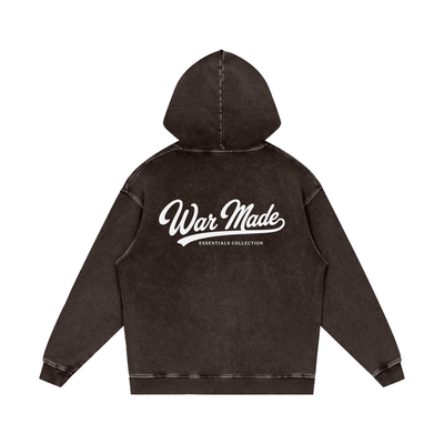 War Made Script Snow Washed Loose Cotton Hoodie