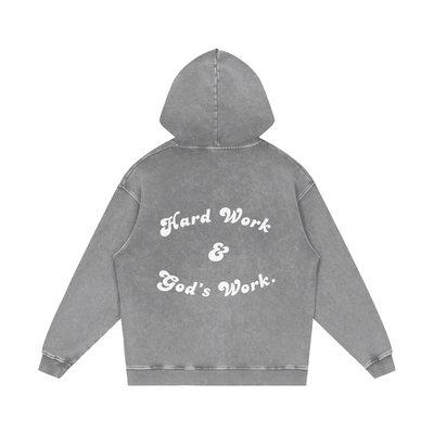 "Hard Work & Gods Work" Washed Hoodie