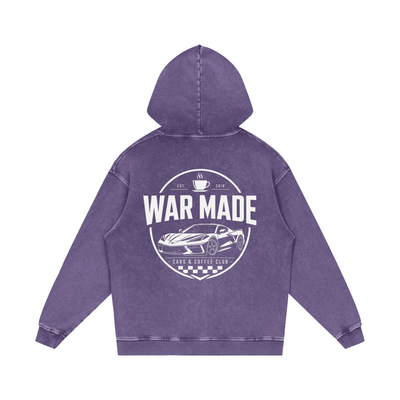 Cars & Coffee Club Snow Washed Loose Cotton Hoodie
