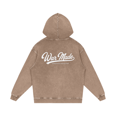 War Made Script Snow Washed Loose Cotton Hoodie